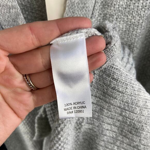 SO S Light Heather Grey Long Lace Up Drape Long Sleeve Cardigan Sweater - Picture 8 of 9